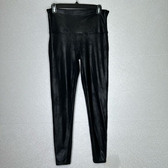 Spanx Faux Leather Shimmer Leggings Black XL - Picture 2 of 5